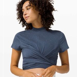 LULULEMON blue Time to Restore Mock Neck Short Sleeve